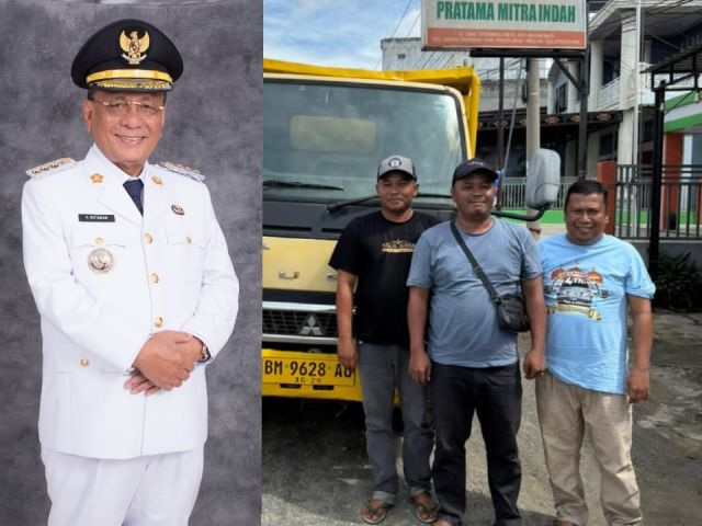 Bupati Rokan Hilir Pinjamkan Mobil Dump Truk Pribadi Untuk Angkut Sampah Dibagan Batu